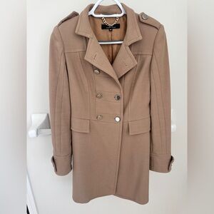 Elisabetta Franchi Tan Double-Breasted Coat